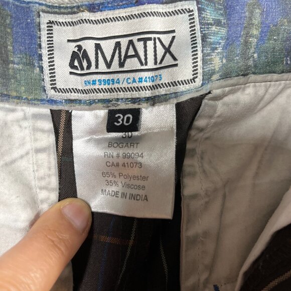 Matix Shorts Mens Brown Size 30  Bogart Plaid Skate Chino Pockets - Picture 5 of 12